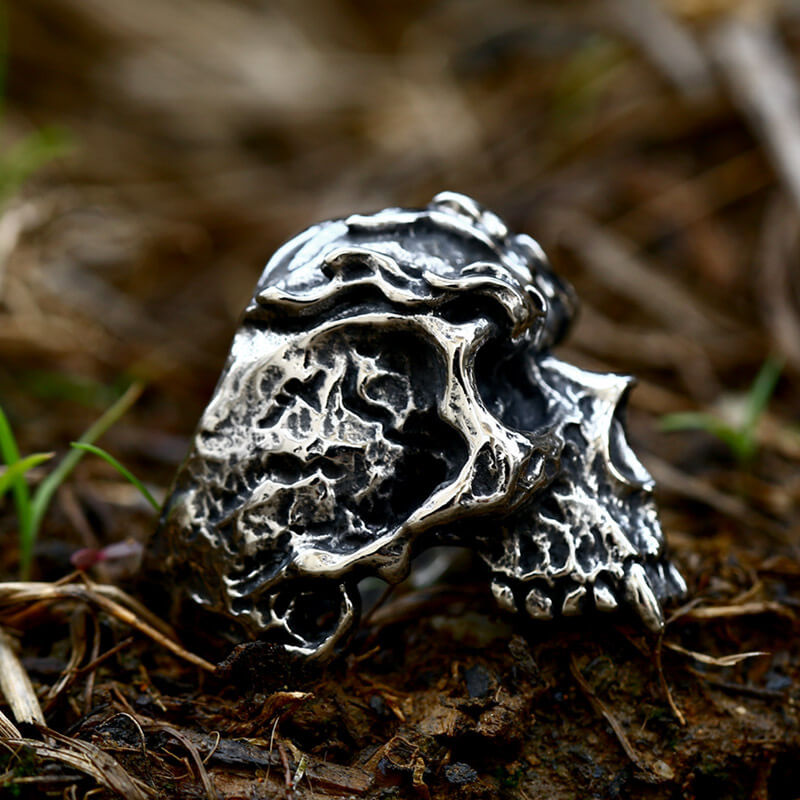 Men's Hip-Hop Punk Steel Warrior Skull Ring