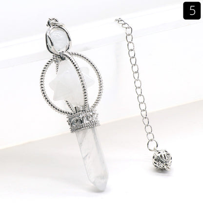 Cabamell Large Satellite Hexagonal Column Crystal Pendulum