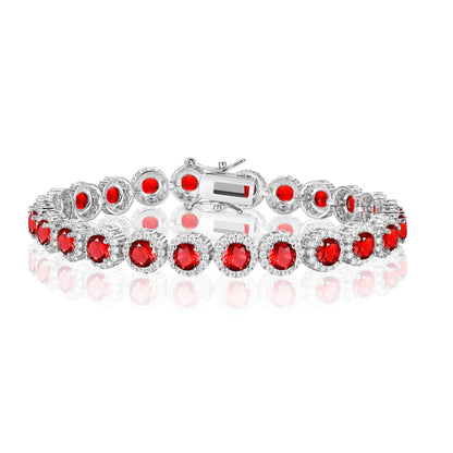 Women&Men's 8mm Cubic Zirconia-Encrusted Red And Blue Cuban Tennis Bracelet