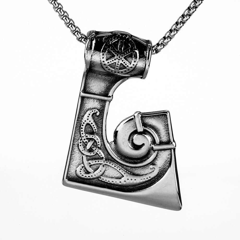 Men's Steel Viking Celtic Knot Axe Pendant Necklace