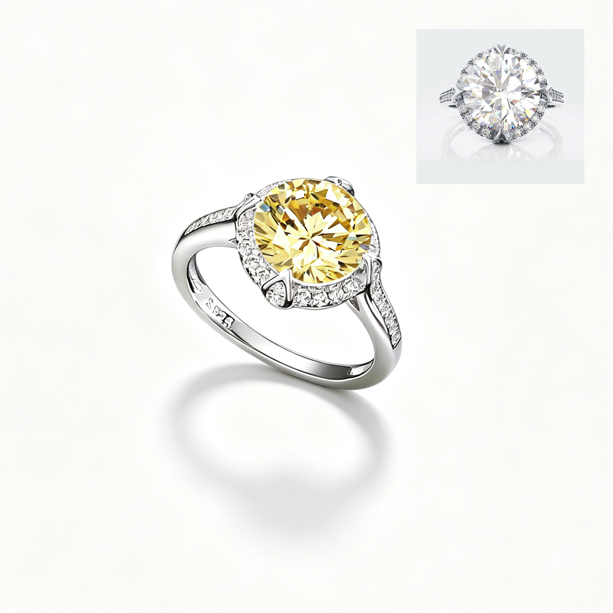 Women's Round Large Main Stone With Surrounded Zirconia Ring