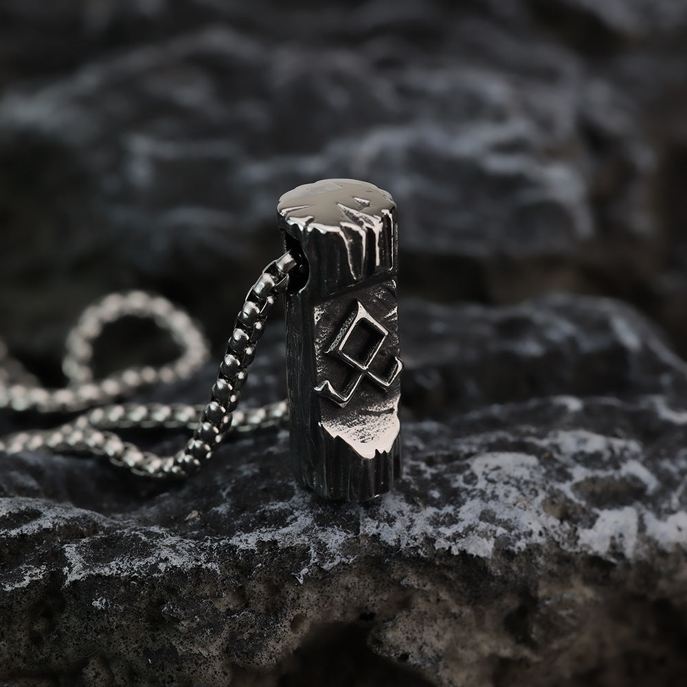 Vintage Stainless Steel Viking Symbol Pendant Necklace for Men