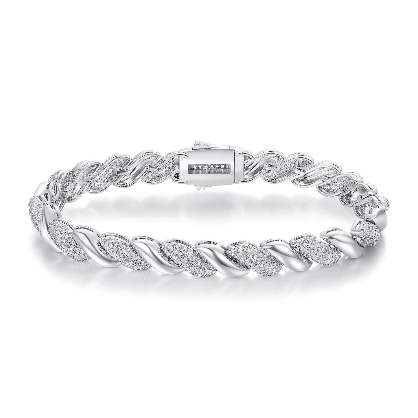 Women&Men's Hip-Hop Heavyweight Design Zircon Tennis Belt Buckle Bracelet