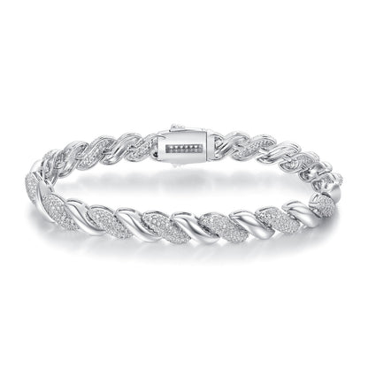 Women&Men's Hip-Hop Heavyweight Design Zircon Tennis Belt Buckle Bracelet