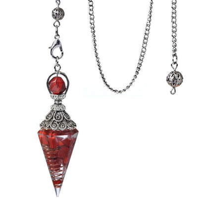 Antique silver crystal semi-precious stone multi-colored gravel resin spirit pendulum