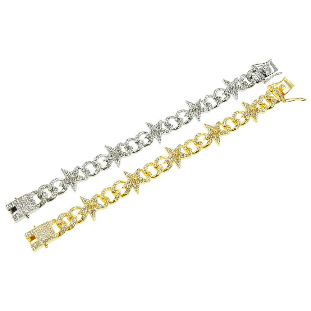 Hip-Hop 3d Star Cuban Chain Pendant Necklace