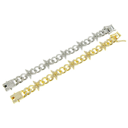 Hip-Hop 3d Star Cuban Chain Pendant Necklace