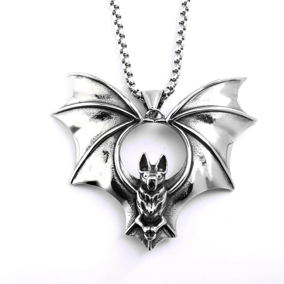 Men's Stainless Steel Vampire Bat Pendant Necklace Halloween Gift