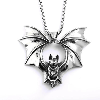 Men's Stainless Steel Vampire Bat Pendant Necklace Halloween Gift