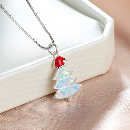 Colorful Opal Christmas Tree Necklace