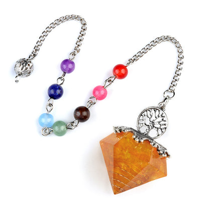 Chakra colorful bead chain crystal resin diamond pendulum