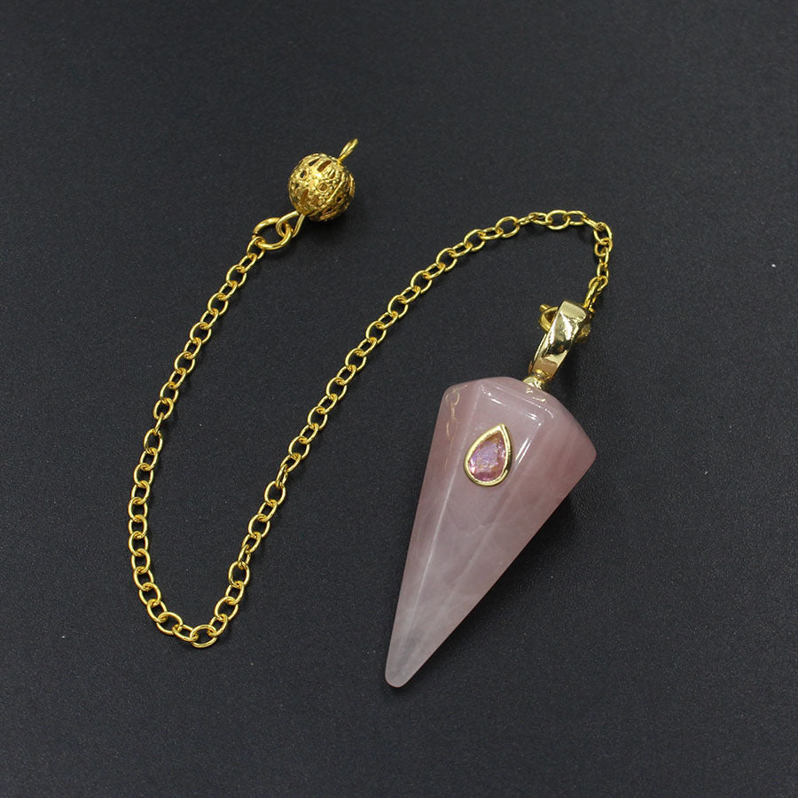 Crystal stone pyramid golden spirit pendulum