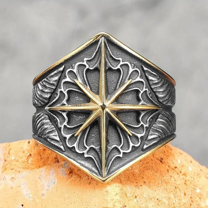 Men's Viking Eight-Pointed Star Stainless Steel Ring