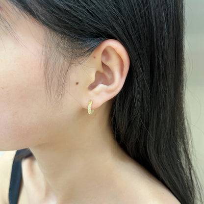 Women's High‑end Versatile Round Huggie Earrings, Full Paved Zirconia, S925 with Gold Plating