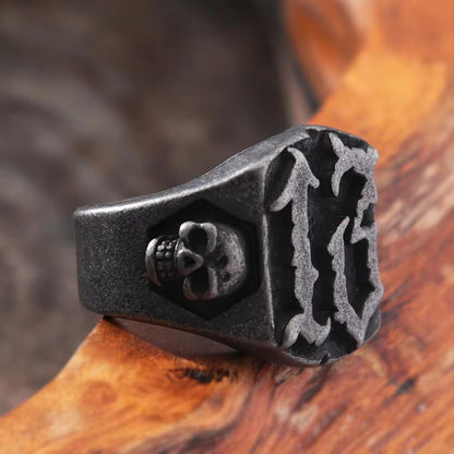 Retro vintage-style large Ghost Head men's ring
