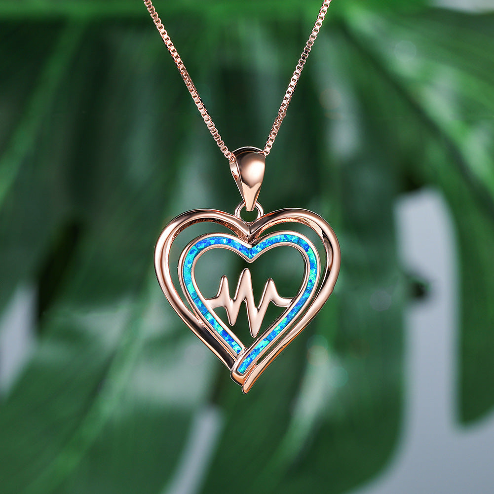 Opal Electrocardiogram Necklace