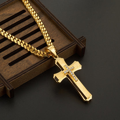 Fashionable And Minimalist Stainless Steel Cross Pendant Necklace