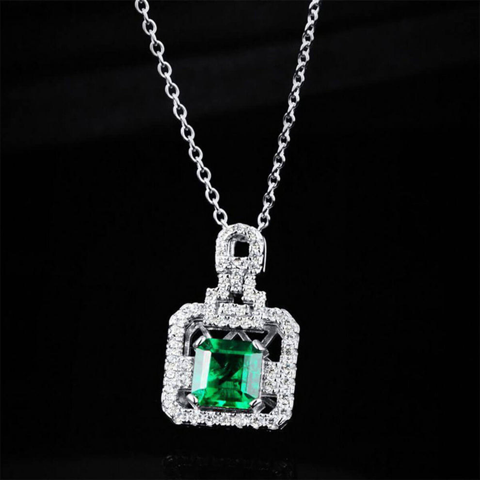 Women's Sterling Silver Hollow Briefcase Shape Full Stones Pendant