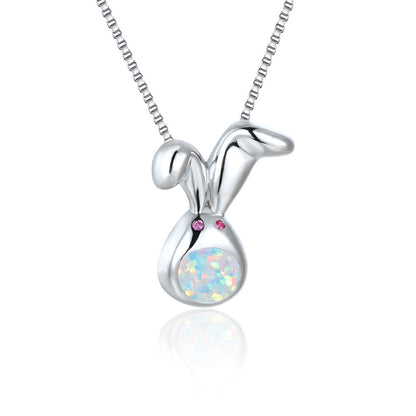 Rose gold white gold blue white Australian baby round-faced cute rabbit necklace