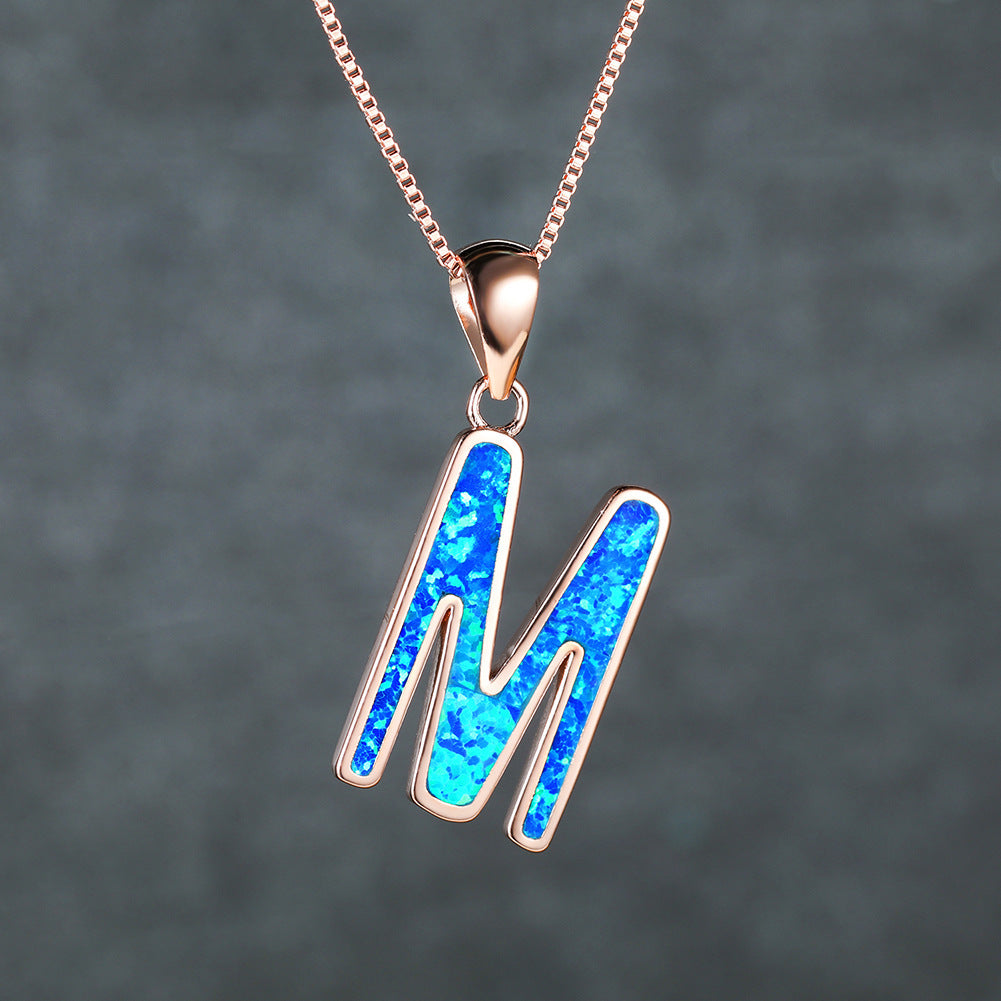 Opal Letter M Necklace