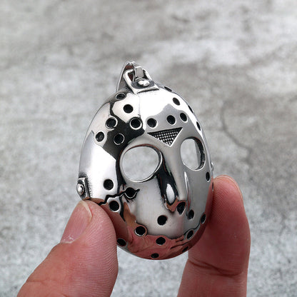 Vintage Stainless Steel Men's Jason Mask Pendant Necklace