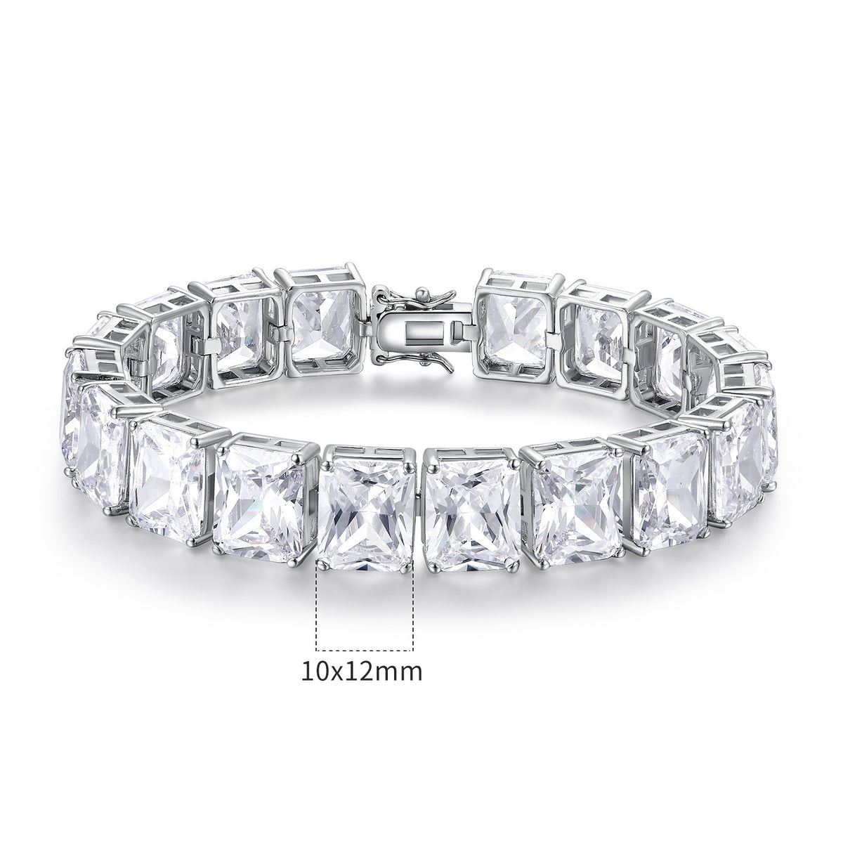 Women&Men's Square 12mm Cubic Zirconia Cuban Tennis Bracelet