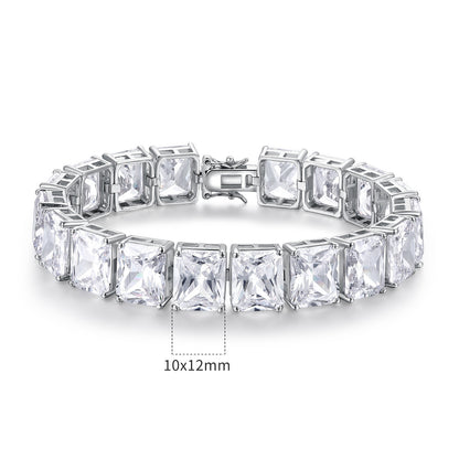 Women&Men's Square 12mm Cubic Zirconia Cuban Tennis Bracelet