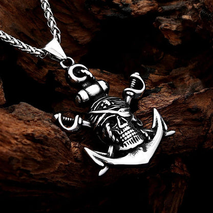 Men's Pirate Ship Anchor Pendant Necklace