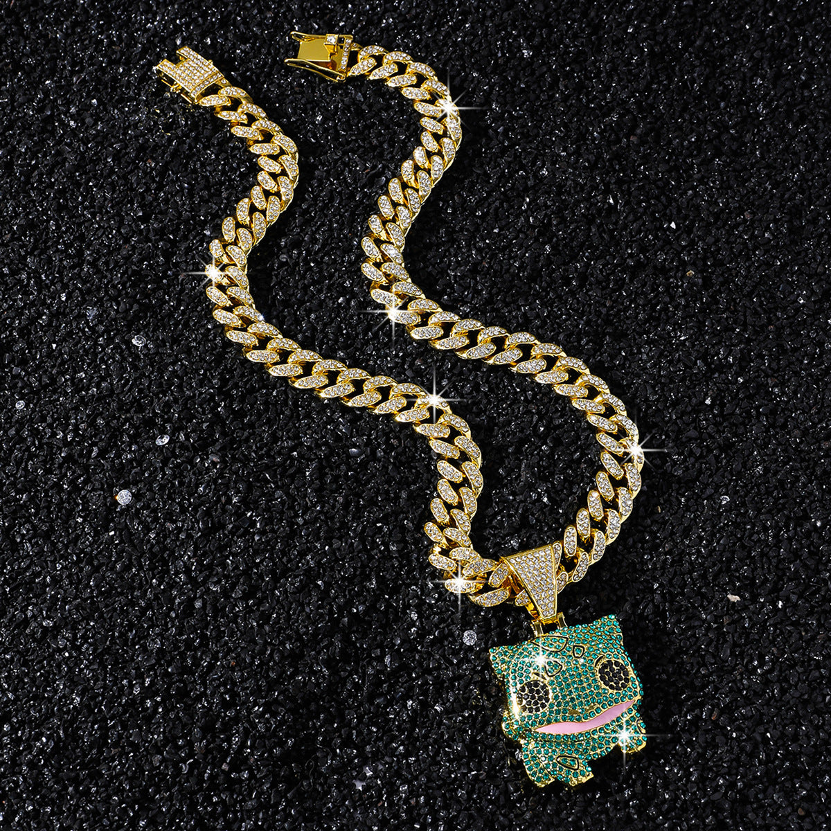 Hip-Hop Cartoon Animal Magical Frog Cuban Chain Pendant Necklace