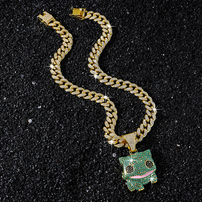 Hip-Hop Cartoon Animal Magical Frog Cuban Chain Pendant Necklace