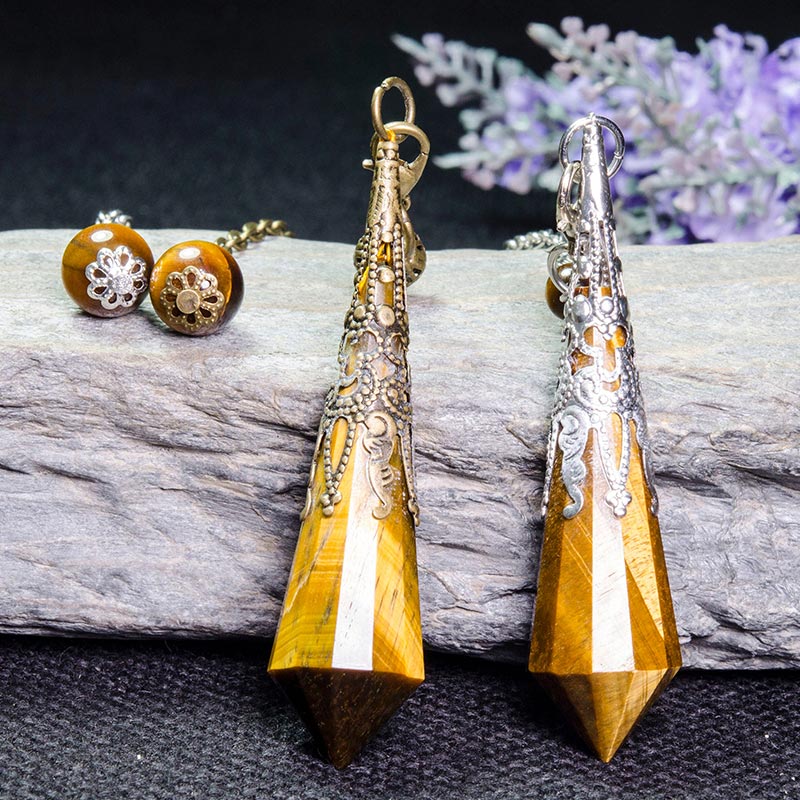 Vintage 12-Faceted Tiger Eye Protection Pendulum