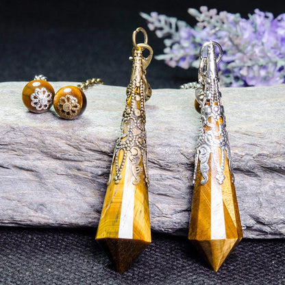 Vintage 12-Faceted Tiger Eye Protection Pendulum
