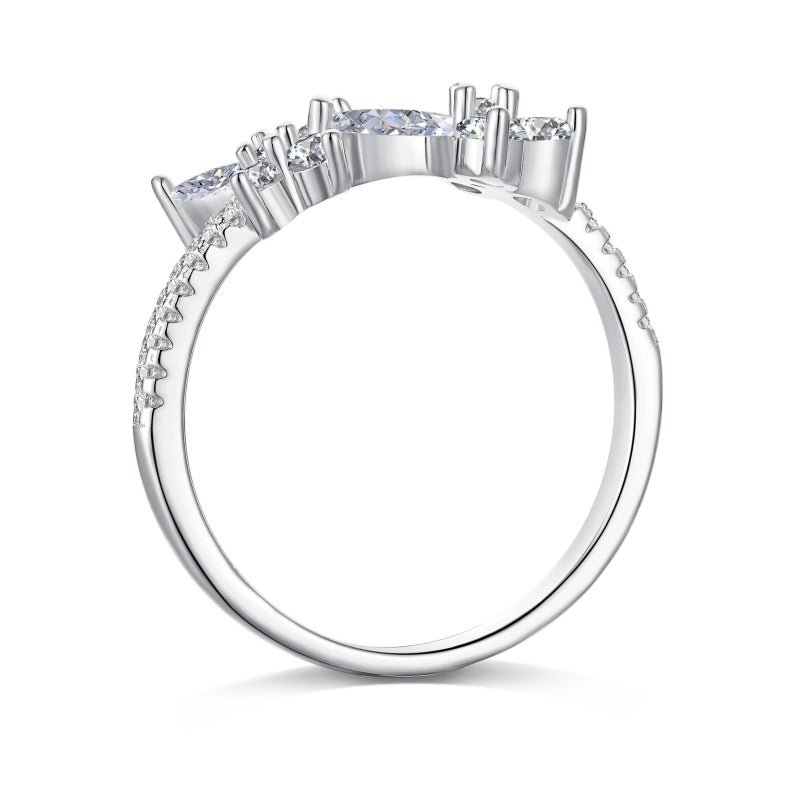 Women's S925 Silver Ring with White Gold Plating, Double Butterfly Inlaid Cubic Zirconia Unique Ladies Fashion Ring