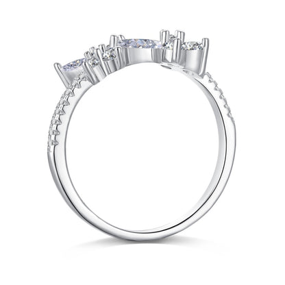 Women's S925 Silver Ring with White Gold Plating, Double Butterfly Inlaid Cubic Zirconia Unique Ladies Fashion Ring