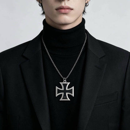 Men's German Iron Cross Pendant Necklace