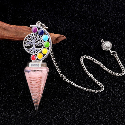 Colorful Life Tree Crystal Gravel Resin Spirit Pendulum