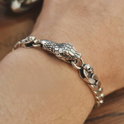 Men's Retro Snake Head Curb Bracelet