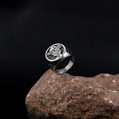 Men's Vintage Punk Pipe Skull Ring