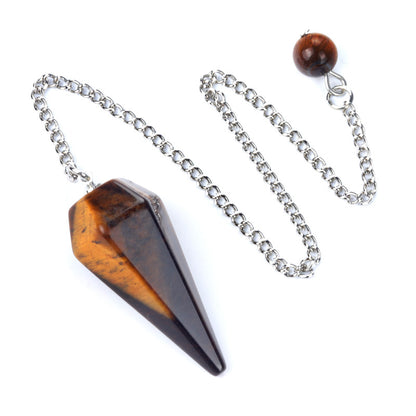 Crystal stone polished hexagonal spirit column pendulum