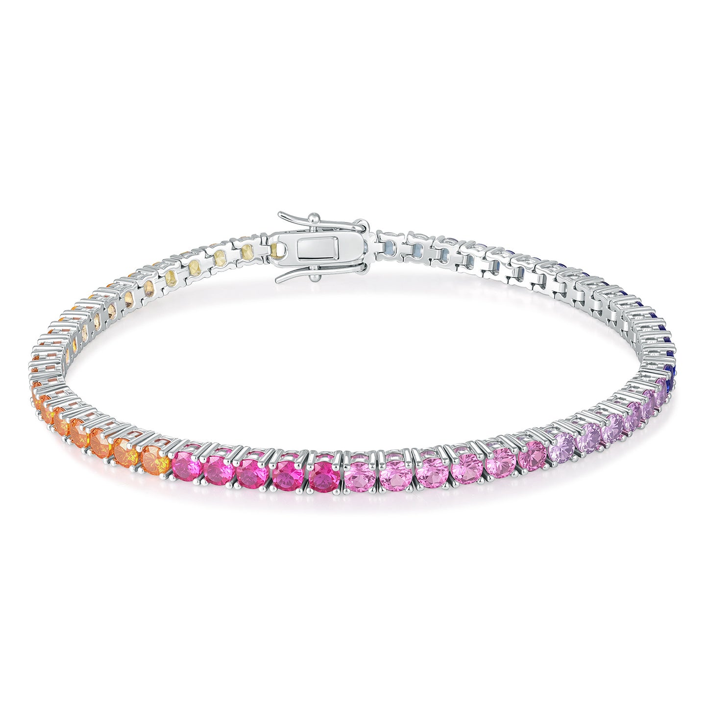 Women&Men's 3mm Color Gradient Zircon Tennis Bracelet
