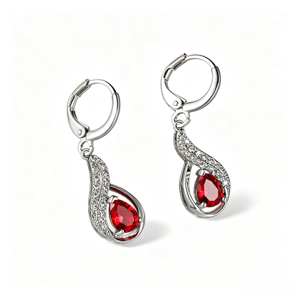 Women's Twisted‑Curve Pear‑Shape Zirconia Dangle Huggie Earrings