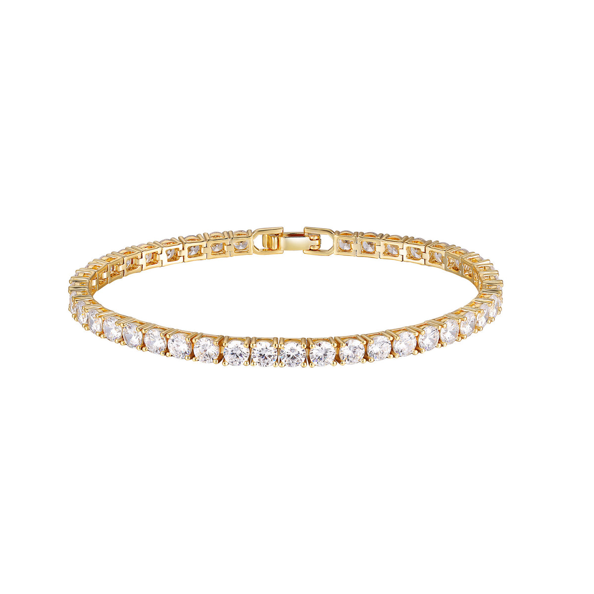 Women&Men's 18k Gold 3mm Zircon Belt Buckle Tennis Bracelet