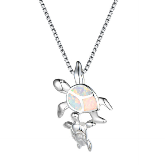 Opal Two turtle-shaped necklaces