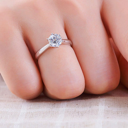Women's White Gold Prong Setting Engaement Moissanite Adjustable Ring