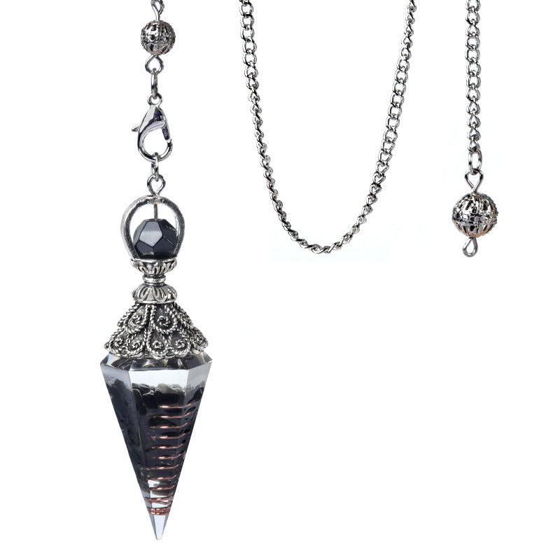 Antique silver crystal semi-precious stone multi-colored gravel resin spirit pendulum
