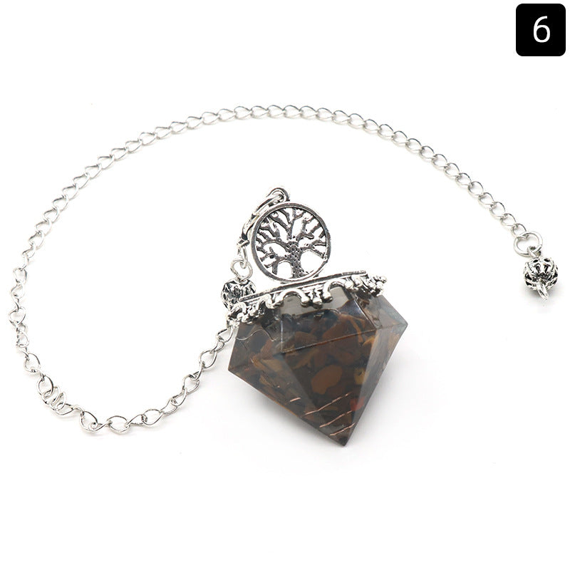 Crystal Agate Resin Gravel Diamond-Shaped Pendulum