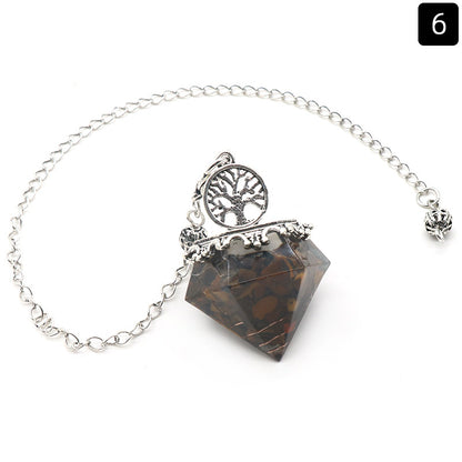 Crystal Agate Resin Gravel Diamond-Shaped Pendulum