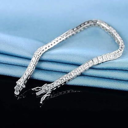 Women&Men's 3*3 Zircon Tennis Bracelet With Eight-Character Buckle