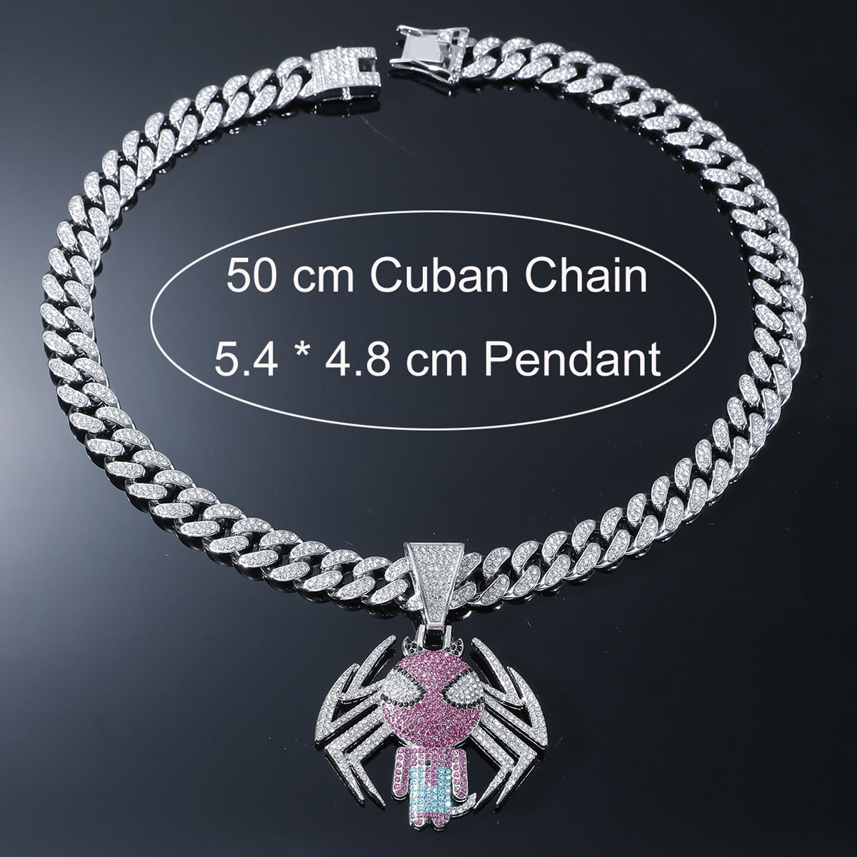 Hip-Hop Cartoon Spider Cuban Chain Pendant Necklace