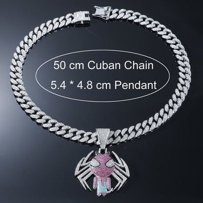 Hip-Hop Cartoon Spider Cuban Chain Pendant Necklace